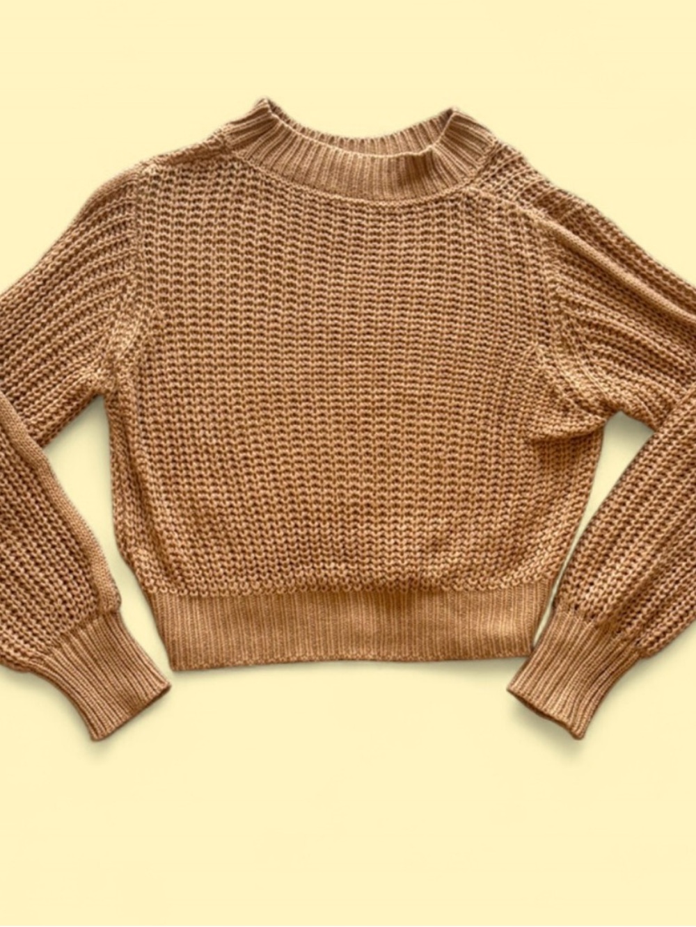 Chunky Knit Crewneck Sweater - Tan